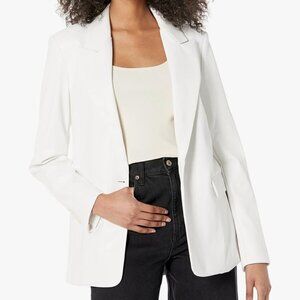 The Drop Anouk Faux Leather Blazer - Ivory, XS